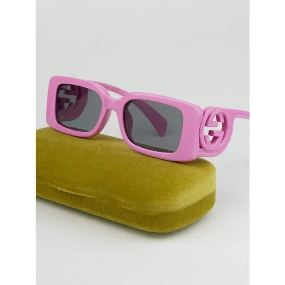 NEW Gucci GG1325S 006 Pink Grey Rectangle Unisex Sunglasses GG 1325S